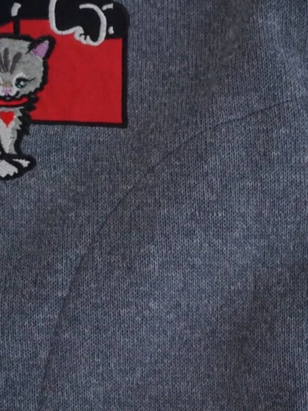 Vintage Blair Gray Cardigan Cats Yarn Holiday Cabincore Grandmacore Festive M - Picture 5 of 9